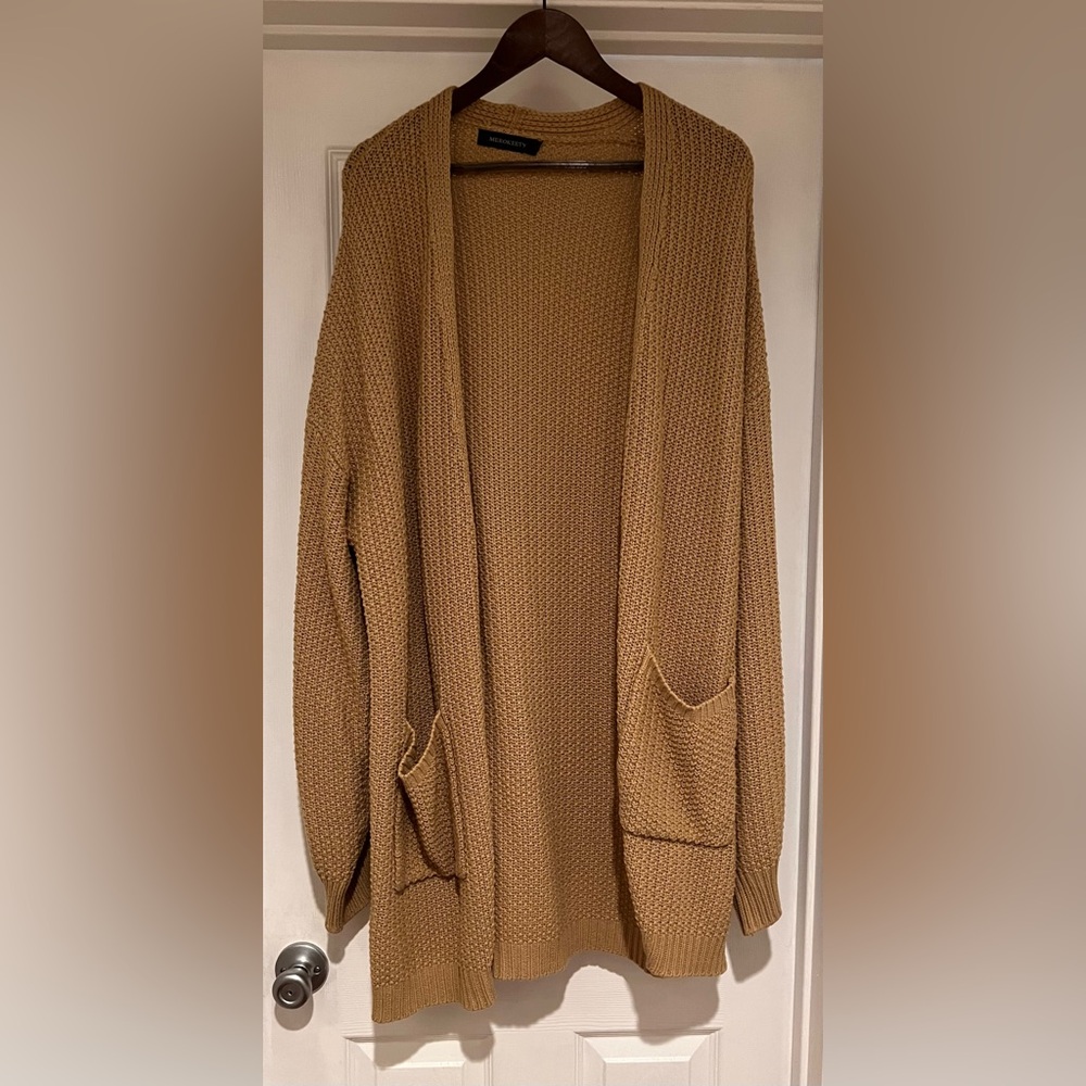 Tan Knit Open-front Cardigan